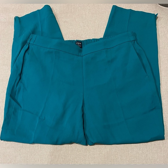 New J.Crew Jamie Cropped Pull On Pants In Teal/Emerald Green Size 14 - Picture 7 of 13